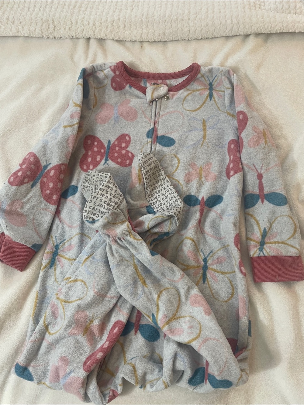 ❤️Carter's Pink Blue Yellow Butterfly Footed Pajamas